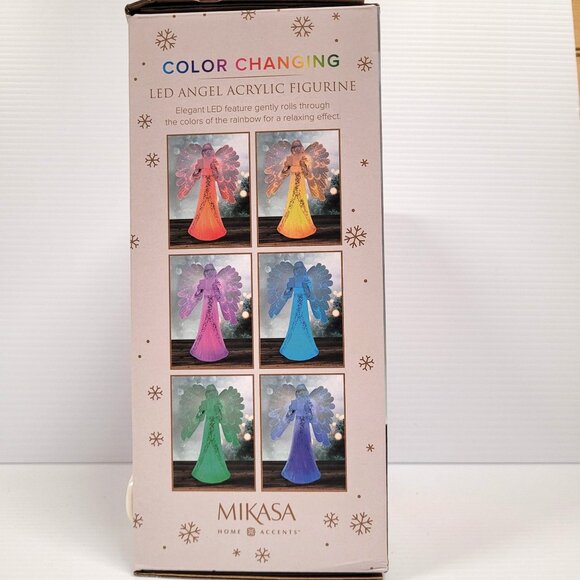Mikasa Color Changing LED Angel Acrylic Figurine 8.5'' Battery Operated 6 Colors - Picture 3 of 6